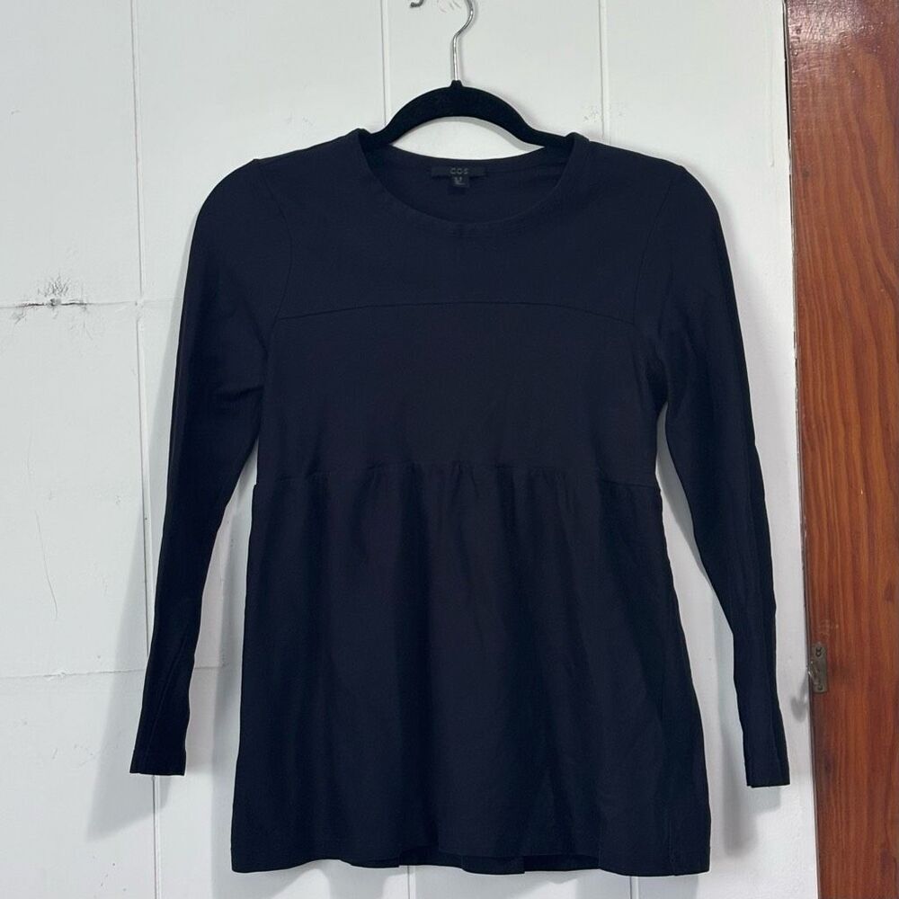 COS Black Peplum Long Sleeve Top‎ XS